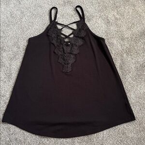 Maurices Elegant Black Tank with Lace Accents